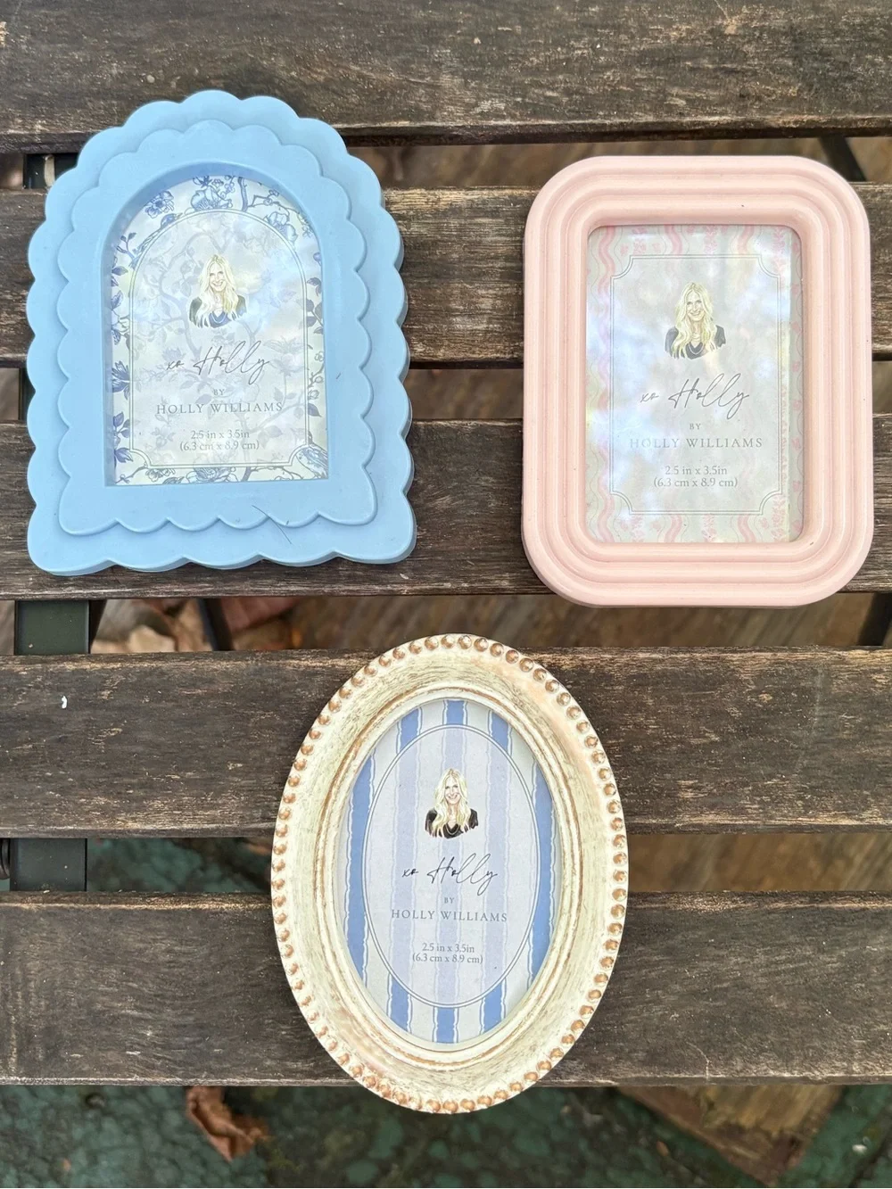 Mini Pastel Blue & Pink Decorative Photo Frames  - Set of 3